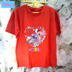 スティッチ　プリントTシャツ　レッド　160cm　(Mサイズ相当)　新品未使用品