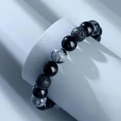 【人気】ブレスレット　天然石　ブラック　パワーストーン　スピリチュアル　韓国