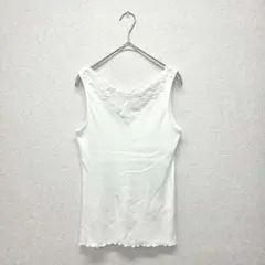 stola. カットソー ノースリーブ タンクトップ レース ホワイト フリー