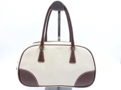 PRADA ミニボストンバッグ キャンバス×レザー ハンドバッグ