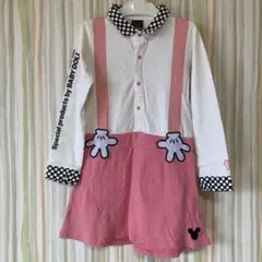 BABY DOLL ミッキー サスペンダー風　長袖ワンピース 120