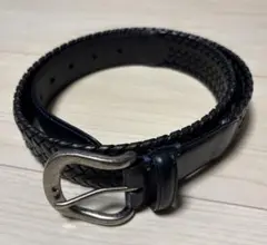 メンズ レザーメッシュベルト ネイビー 長さ95㎝