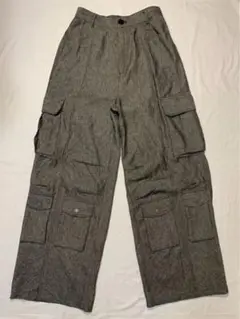 croworld multi pockets design wide pants