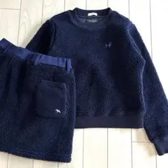 【美品/M】ヒールクリーク　ボア　セットアップ　トップス　スカート　ネイビー
