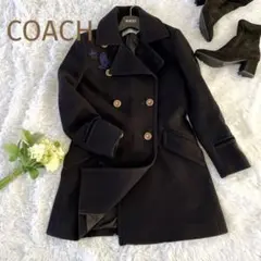 ☆COACH☆ワッペン金ボタンダブル ロングコート ネイビー サイズS