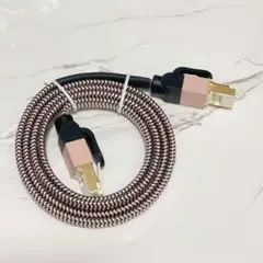 CAT7細径メッシュLANケーブル (1m) ツメ折れ防止 ピンク