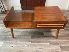 木製ガラスローテーブル