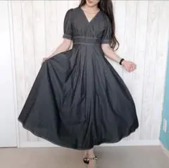 ステッチデニムカシュクールワンピース