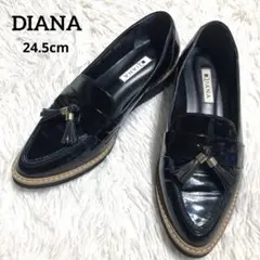 ダイアナ DIANA タッセルローファー エナメル ブラック 黒 24.5cm