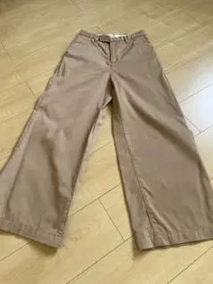 ベージュ ワイドパンツ 1つボタン
