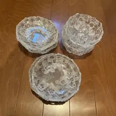 クリスタル皿 9枚セット 花模様