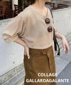 美品 COLLAGE ヘリンボンメッシュショートサマーニット
