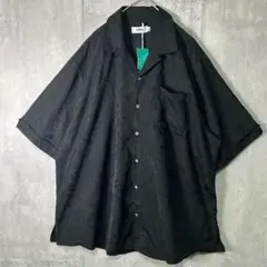 デッドストック 総柄 アロハシャツ 黒 オープンカラー