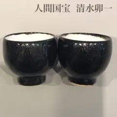 まるとなか人間国宝　清水卯一　天目釉茶碗／共箱・共布 人間国宝 清水卯一 黒釉天目茶碗／共箱・共布