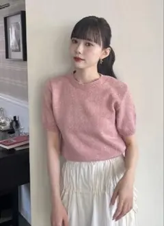 イエロー 半袖 ニット トップス nugu