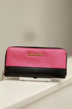 Pinky&Dianne ラウンドファスナー長財布 ピンク×ブラック シミあり