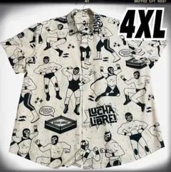 (496)4XLメンズアロハ LUCHA LIBRE 覆面 レスラーゆったり