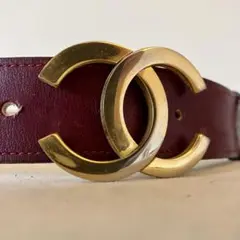 CANEL シャネル レザー ベルト ゴールド バックル 金具 CC