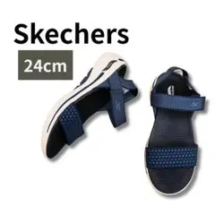 美品 スケッチャーズ 厚底 ArchFit サンダル ネイビー 24cm 軽量