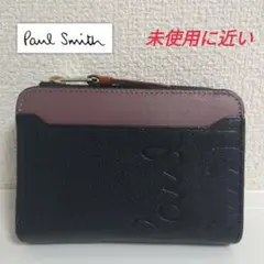 ポールスミス 2つ折り財布 ロゴストーリー レザー ブラック ラウンドジップ