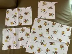 くまの学校　イラストの巾着袋　4点セット