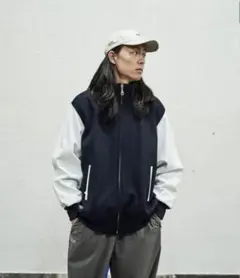 春アウター　美中古　グラフペーパー　ライトメルトンスタジアムジャケットサイズ1 Graphpaper (グラフペーパー) Light Melton Stadium Jacket