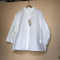 新品タグつき　無印良品　インド綿高密度織り　ワイドシャツ　オフ白　ONESIZE