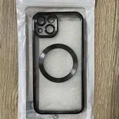 ブラック iPhone13用ケース 透明バック付き