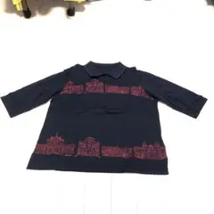 今日だけ価格。デパートで購入した七分袖綿の着やすいお家刺繍入りポロシャツ