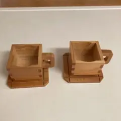 木製四角カップセット（台座付き）