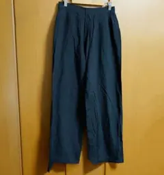 プルドゥ　黒　ワイド　パンツ　薄手　夏　カジュアル