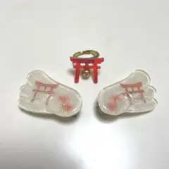天使の羽クリップ　鳥居リング　和風　アクセサリー　地雷系　原宿系　デコラ