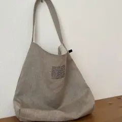 リネンの刺し子ワンハンドルバック　ハンドメイド 肩掛け、手提げ2way