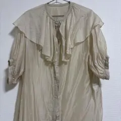 DISCOAT フリルブラウス　ブラウン