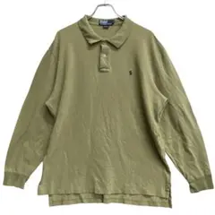 訳アリ ポロバイラルフローレン 長袖ポロシャツ 黄土色 XL ロゴ【5122】