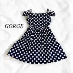 GORGEゴージ❣️ノースリーブ ワンピース ドット柄 ネイビー