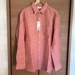 【新品タグ付】UNIQLO オレンジ プレミアムリネンシャツ L
