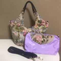 美品 Think Bee! ゴブラン 花柄 ハンドバッグ ショルダーバッグ