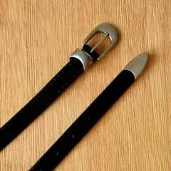 牛革 ナローベルト アメカジ ウエスタンベルト アンティーク調 レザー BLK