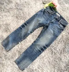 ✨美品✨良品✨ストレートデニム ダメージ加工 サイズ34 S相当 ジーンズ