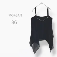 【MORGAN】　美品　シフォン　キャミソール　リゾート　Y2K 夏コーデ　黒