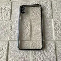 iPhone X XS ケース カバー クリア メタリック ブルー シンプル
