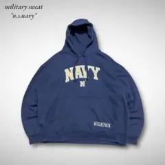 USNAVYミリタリースウェットパーカーアメリカ海軍フェードネイビーXL