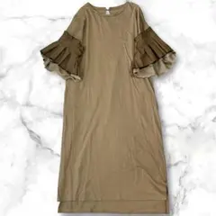 LUGIVA ボリュームタックフリルスリーブワンピース　ルギバ　フリル袖　ポワン