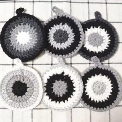 モノトーン　アクリルたわし　エコたわし　コースター　アクリルタワシ