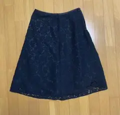ネイビー レース フレアスカート