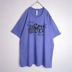Tシャツ (2XL) プリントデザイン 大きめサイズ ゆるダボ 紫系 古着