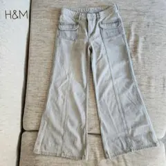 H&M　エイチアンドエム　ワイドレギュラーデニム　グレー