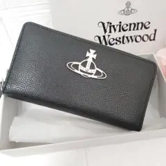 【極美品】 VivienneWestwood 長財布 シルバーオーブ ブラック