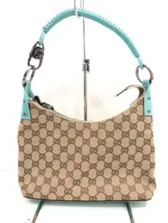 GUCCI グッチ バッグ GG柄 キャンバスバッグ ターコイズ